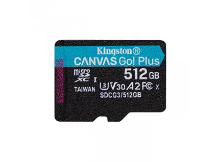 Kingston paměťová karta Canvas Go! Plus, 512GB, micro SDXC, SDCG3/2512GBSP, UHS-I U3, A2, V30