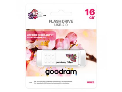 Goodram USB flash disk, USB 2.0, 16GB, UME2, UME2, bílý, UME2-0160W0R11-SP