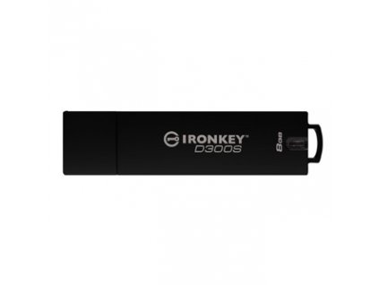 Kingston USB flash disk, USB 3.0, 8GB, IronKey D300S, černý, IKD300S/8GB, USB A, šifrování XTS-AES 256-bit, FIPS 140-2 Level 3