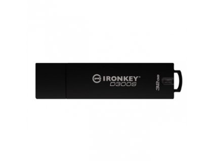 Kingston USB flash disk, USB 3.0, 32GB, IronKey D300S, černý, IKD300S/32GB, USB A, šifrování XTS-AES 256-bit, FIPS 140-2 Level 3