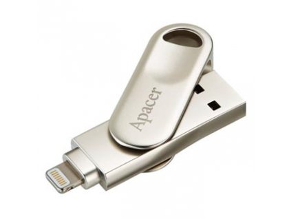 Apacer USB flash disk OTG, USB 3.0, 64GB, AH790, stříbrný, AP64GAH790S-1, USB A / Lightning, s otočnou krytkou
