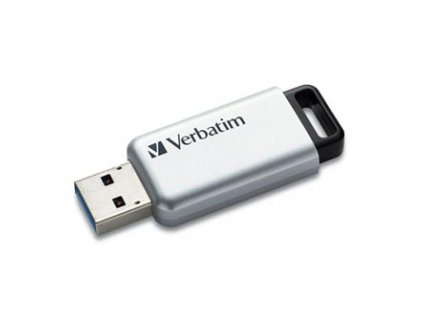 Verbatim USB flash disk, USB 3.0, 64GB, Secure Pro, stříbrný, 98666, USB A, AES 256-bit šifrování, s výsuvným konektorem