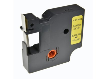 G&G kompatibilní páska do tiskárny štítků, pro Dymo, RL-DY 40918P BK/YE, S0720730, 40918, černý tisk/žlutý podklad, 7m, 9mm, D1