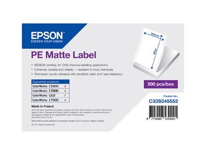 Epson etikety 203mm x 305mm, bílé, baleno po 500 ks, C33S045552, pro inkoustové tiskárny