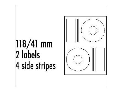 Logo etikety na CD bílé  118/41mm  baleno po