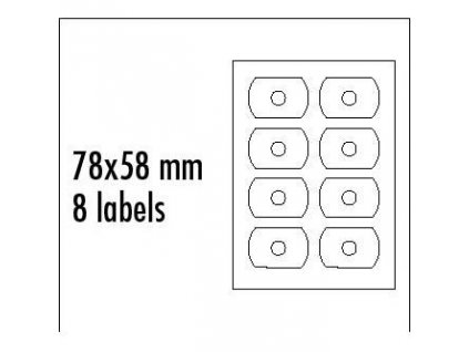 Logo etikety na CD 78mm x 58mm, A4, matné, bílé, 8 etiket, CD-R card, 140g/m2, baleno po 25 ks, pro inkoustové a laserové tiskárny