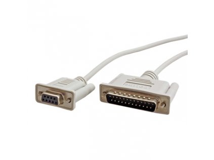 Datový kabel sériový/paralelní, DB25 samec - DB9 samice, 6 m, k modemu, šedý, baleno v sáčku