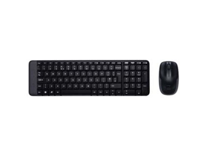 Logitech MK220, sada klávesnice s bezdrátovou optickou myší, AAA, CZ, klasická, 2.4 [GHz], bezdrátová, černá