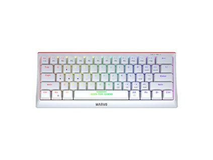 Marvo KG962 EN - R, klávesnice US, herní, mechanická typ drátová (USB), bílá, podsvícená, červené spínače