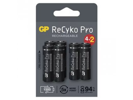 Nabíjecí baterie, AA (HR6), 1.2V, 2000 mAh, GP, papírová krabička, 6-pack, ReCyko Pro