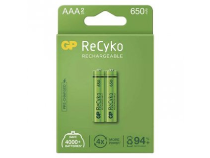 Nabíjecí baterie, AAA (HR03), 1.2V, 650 mAh, GP, papírová krabička, 2-pack, ReCyko