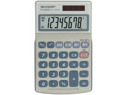 Sharp Kalkulačka EL-240SA, stříbrná, kapesní, osmimístná
