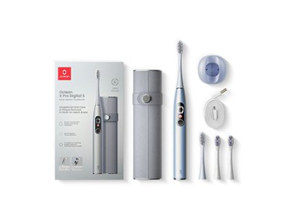 Oclean sonický set pouzdra a kartáčku X Pro Digital, stříbrný