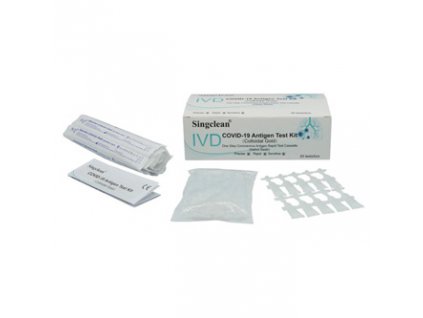 Antigenní testy COVID-19 Test Kit (Colloidal Gold Method), 20 ks v balení, výtěr z úst nebo přední části nosu, Hangzhou Singclean