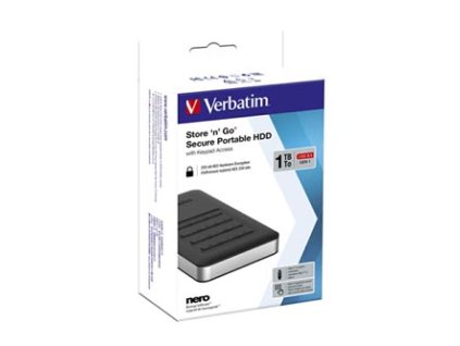 Verbatim externí pevný disk, Store N Go Secure Portable, 2.5", USB 3.0 (3.2 Gen 1), 1TB, 53401, černý, šifrovaný s numerickou kláv