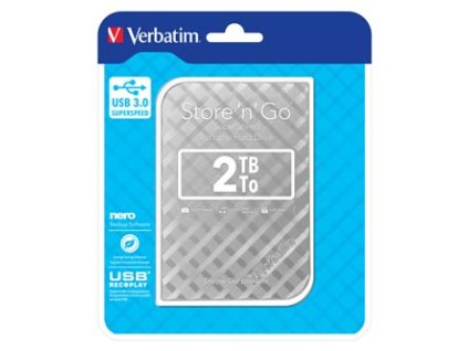 Verbatim externí pevný disk, Store N Go, 2.5", USB 3.0 (3.2 Gen 1), 2TB, 53198, stříbrný