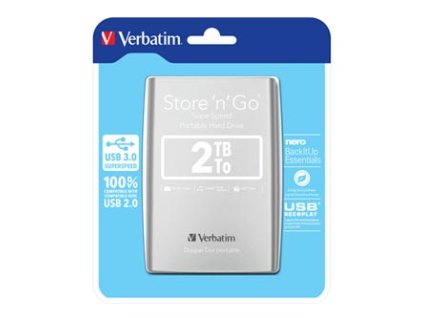 Verbatim externí pevný disk, Store N Go, 2.5", USB 3.0 (3.2 Gen 1), 2TB, 53189, stříbrný