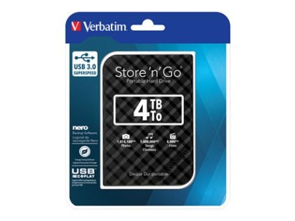 Verbatim externí pevný disk, Store N Go, 2.5", USB 3.0 (3.2 Gen 1), 4TB, 53223, černý