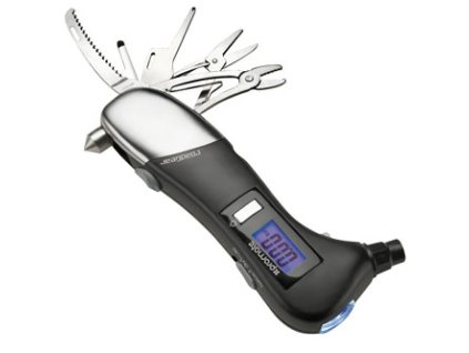 Digitální měřič tlaku v pneumatikách Promate roadGear 0.1-10bar, černý, multifunkční, DOPRODEJ