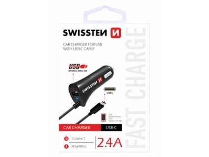 372348 adapter do auta swissten 12w 1 port usb a kabel usb c