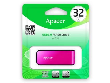 318561 apacer usb flash disk usb 2 0 32gb ah334 ruzovy ap32gah334p 1 usb a s vysuvnym konektorem