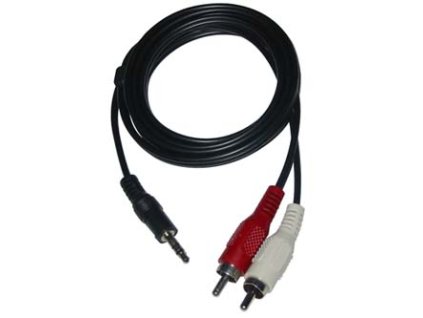 363168 audio kabel jack 3 5mm samec 2x cinch samec 5m cerna