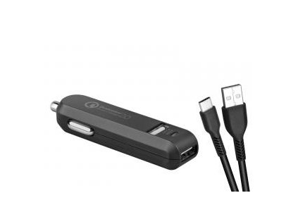 372048 avacom carmax 2 nabijecka do auta 2x qualcomm quick charge 2 0 cerna barva usb c kabel