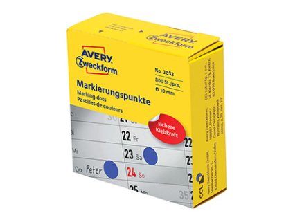 358917 avery zweckform etikety 10mm tmave modre 800 etiket znackovaci 3853 pro rucni popis