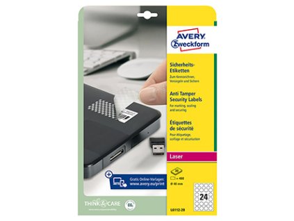 359103 avery zweckform etikety 40mm a4 matne bile 480 etiket s ochranou proti manipulaci baleno po 20 ks l6112 20 pro laserove ti