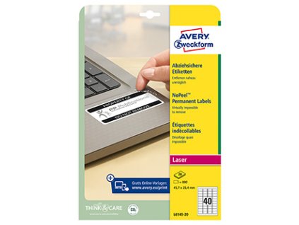 358983 avery zweckform etikety 45 7mm x 25 4mm a4 bile 40 etiket permanentni odolne vuci manipulaci baleno po 20 ks l6145 20 pro