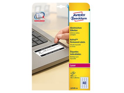 359118 avery zweckform etikety 45 7mm x 25 4mm a4 matne bile 800 etiket s ochranou proti manipulaci baleno po 20 ks l6145 20 pro
