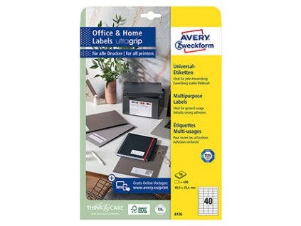 358938 avery zweckform etikety 48 5 x 25 4 mm a4 bile 40 etiket baleno po 10 ks 6126 pro laserove a inkoustove tiskarny kopirky