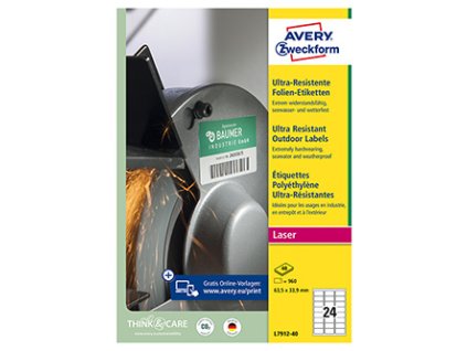 359181 avery zweckform etikety 63 5mm x 33 9mm a4 matne bile 24 etiket velmi odolne baleno po 40 ks l7912 40 pro laserove tiskarn