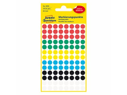 358761 avery zweckform etikety 8mm barevne 104 etiket znackovaci snimatelne baleno po 4 ks 3090 pro rucni popis