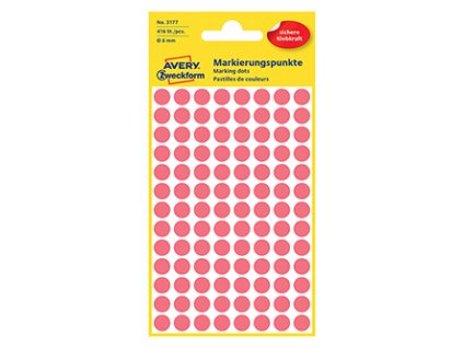 358836 avery zweckform etikety 8mm neon cervene 104 etiket znackovaci baleno po 4 ks 3177 pro rucni popis