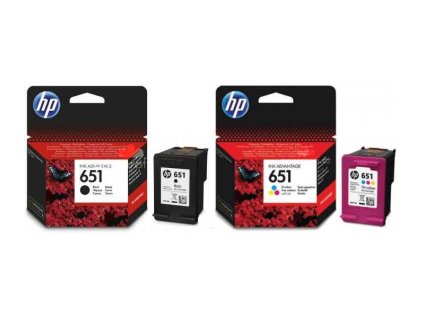 originální HP 651 BK (C2P10AE) a HP 651 Color (C2P11AE) black černá a color barevná originální inkoustová cartridge pro tiskárnu