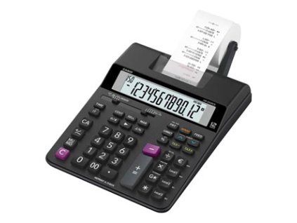 376842 casio kalkulacka hr 200 rce cerna dvanactimistna s tiskem dualni napajeni dvoubarevny tisk