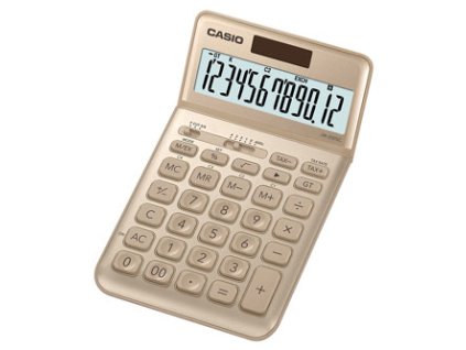 376575 casio kalkulacka jw 200 sc gd zlata dvanactimistna dualni napajeni sklapeci displej
