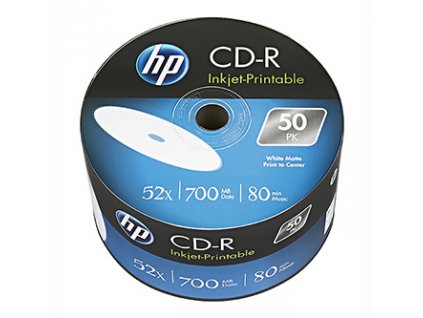 HP CD-R, CRE00070WIP-3, 69301, Printable, 50-pack, 700MB, 52x, 80min., 12cm, bulk, pro archivaci dat
