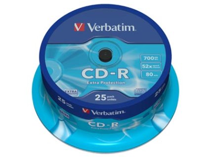 Verbatim CD-R, 43432, Extra Protection, 25-pack, 700MB, 52x, 80min., 12cm, bez možnosti potisku, cake box, pro archivaci dat