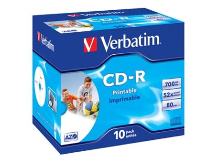 Verbatim CD-R, 43325, AZO Wide Inkjet Printable, 10-pack, 700MB, 52x, 80min., 12cm, jewel box, pro archivaci dat