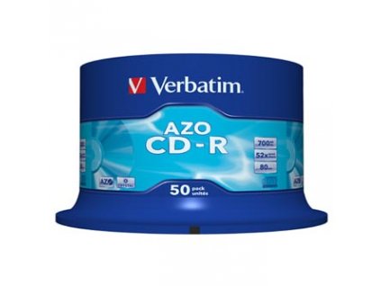 Verbatim CD-R, 43343, AZO Crystal, 50-pack, 700MB, 52x, 80min., 12cm, bez možnosti potisku, spindle, pro archivaci dat