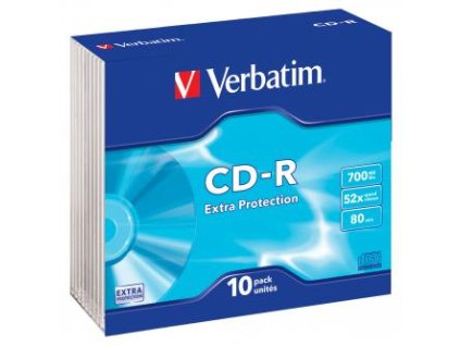 Verbatim CD-R, 43415, Extra Protection, 10-pack, 700MB, 52x, 80min., 12cm, bez možnosti potisku, slim box, PROMO, pro archivaci da