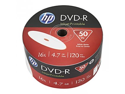 HP DVD-R, Inkjet Printable, DME00070WIP-3, 69302, 4.7GB, 16x, bulk, 50-pack, 12cm, pro archivaci dat
