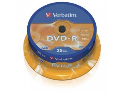 Verbatim DVD-R, Matt Silver, 43522, 4.7GB, 16x, cake box, 25-pack, bez možnosti potisku, 12cm, pro archivaci dat