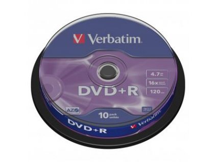 Verbatim DVD+R, Matt Silver, 43498, 4.7GB, 16x, spindle, 10-pack, bez možnosti potisku, 12cm, pro archivaci dat