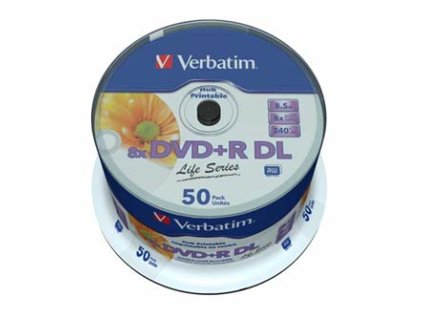 Verbatim DVD+R DL, Double Layer Inkjet Printable, 97693, 8.5GB, 8x, spindle, 50-pack, 12cm, pro archivaci dat