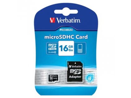 Verbatim paměťová karta Micro Secure Digital Card Premium, 16GB, micro SDHC, 44082, UHS-I U1 (Class 10), s adaptérem