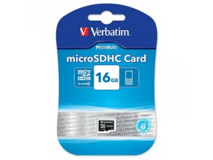 Verbatim paměťová karta Micro Secure Digital Card Premium, 16GB, micro SDHC, 44010, UHS-I U1 (Class 10)