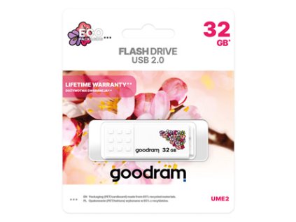 Goodram USB flash disk, USB 2.0, 32GB, UME2, UME2, bílý, UME2-0320W0R11-SP